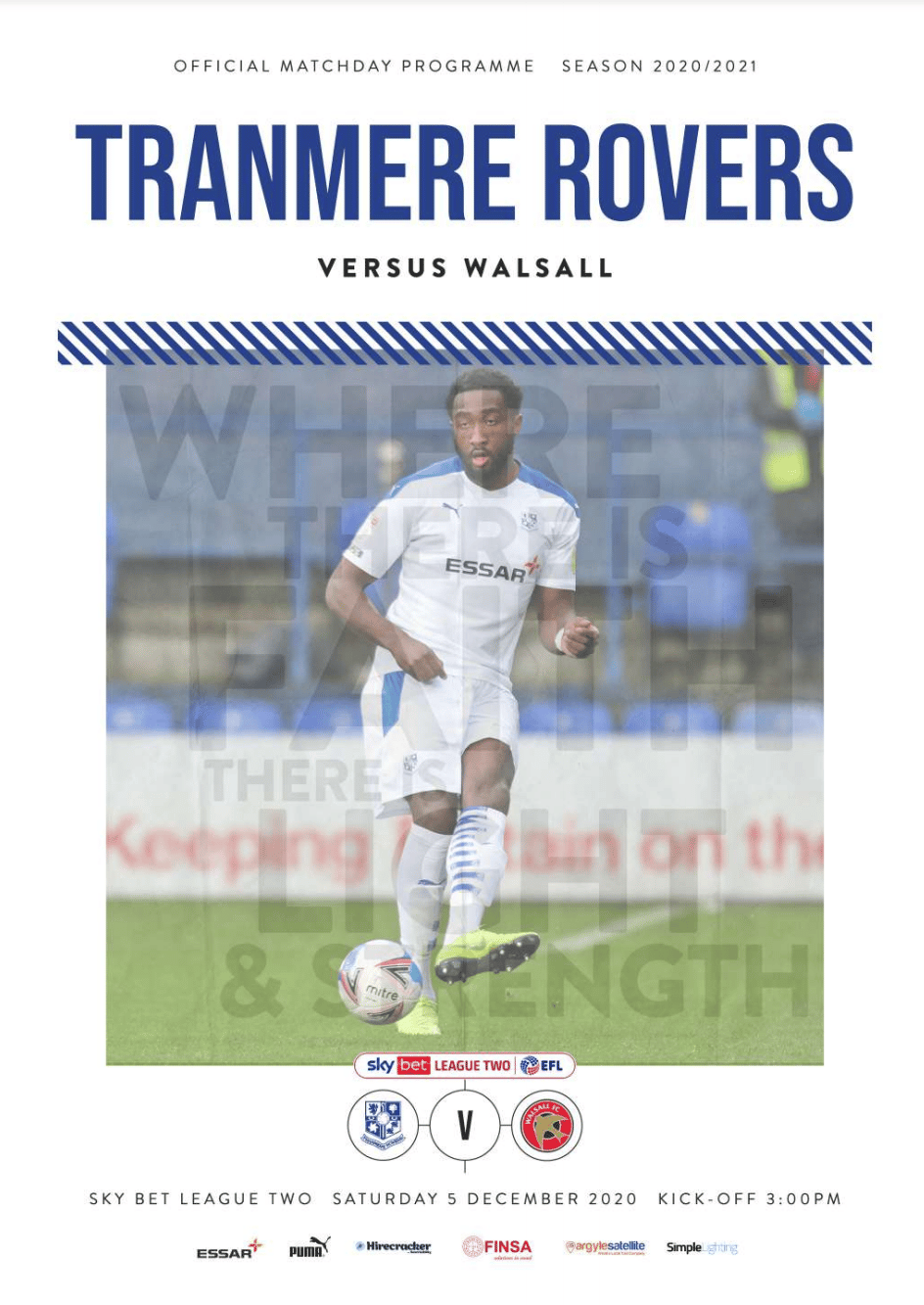 Tranmere Rovers v Walsall match programme